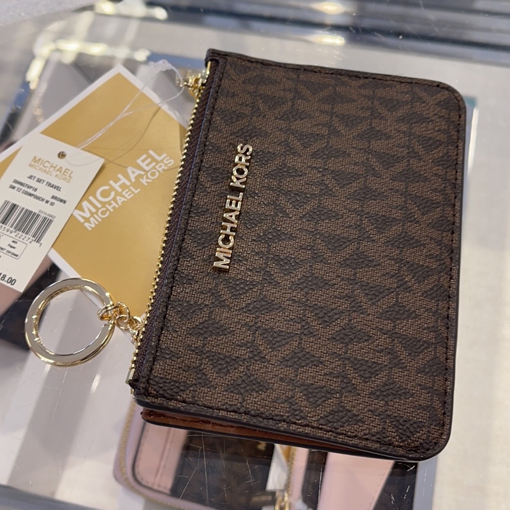 Michael Kors Jet Set Travel Small Leather Top Zip Coin Pouch With ID - Picture 3 of 13